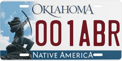 OK license plate 001ABR