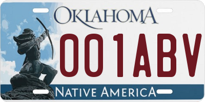 OK license plate 001ABV