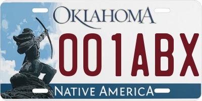 OK license plate 001ABX