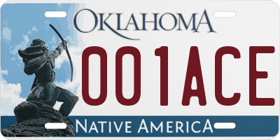OK license plate 001ACE