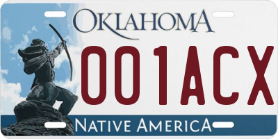 OK license plate 001ACX