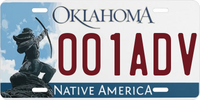 OK license plate 001ADV