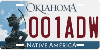 OK license plate 001ADW