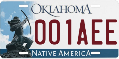 OK license plate 001AEE