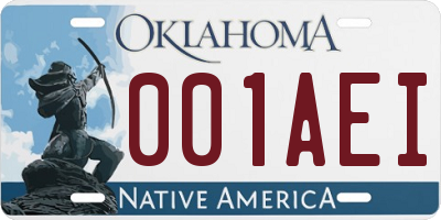 OK license plate 001AEI