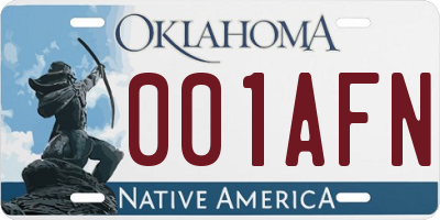 OK license plate 001AFN