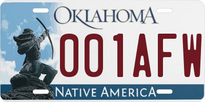 OK license plate 001AFW