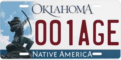 OK license plate 001AGE