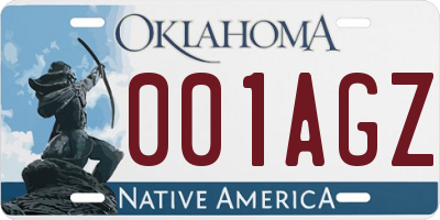 OK license plate 001AGZ
