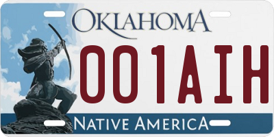 OK license plate 001AIH