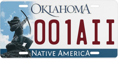OK license plate 001AII
