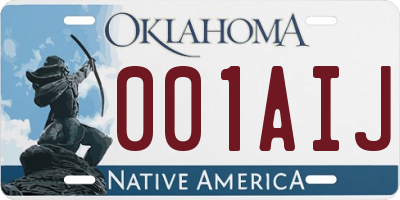 OK license plate 001AIJ