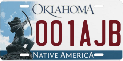 OK license plate 001AJB
