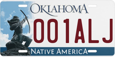 OK license plate 001ALJ