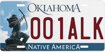 OK license plate 001ALK