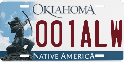 OK license plate 001ALW