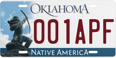 OK license plate 001APF