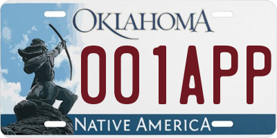 OK license plate 001APP