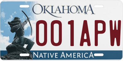 OK license plate 001APW