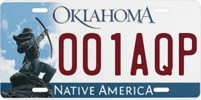 OK license plate 001AQP