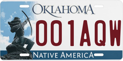 OK license plate 001AQW