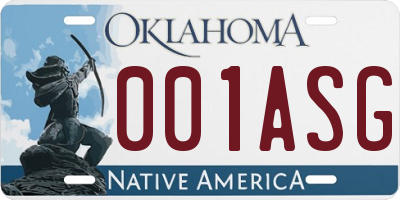 OK license plate 001ASG