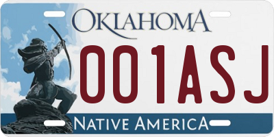 OK license plate 001ASJ