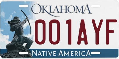 OK license plate 001AYF