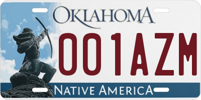 OK license plate 001AZM