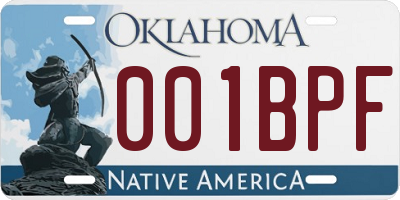 OK license plate 001BPF