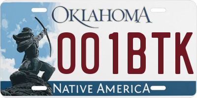OK license plate 001BTK