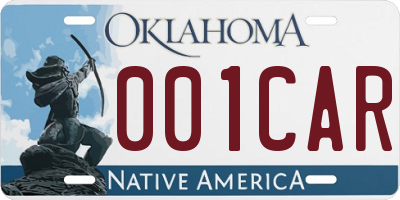 OK license plate 001CAR