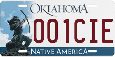 OK license plate 001CIE