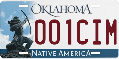 OK license plate 001CIM