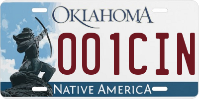 OK license plate 001CIN