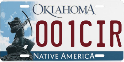 OK license plate 001CIR