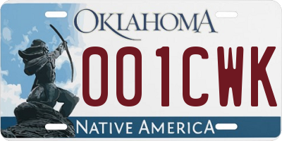 OK license plate 001CWK