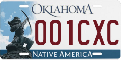 OK license plate 001CXC