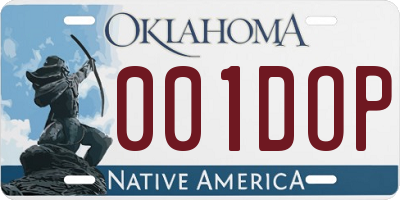 OK license plate 001DOP
