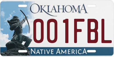 OK license plate 001FBL