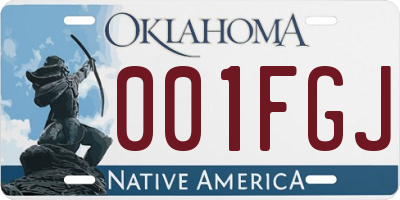 OK license plate 001FGJ