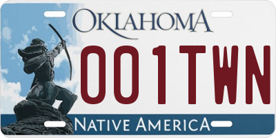 OK license plate 001TWN