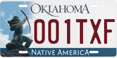 OK license plate 001TXF