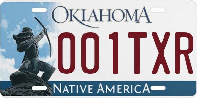 OK license plate 001TXR