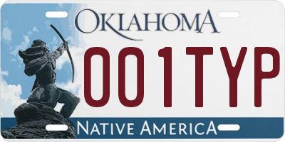 OK license plate 001TYP