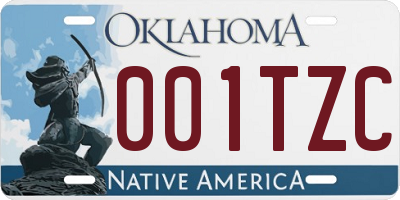 OK license plate 001TZC