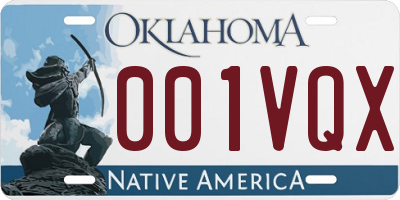 OK license plate 001VQX