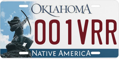 OK license plate 001VRR