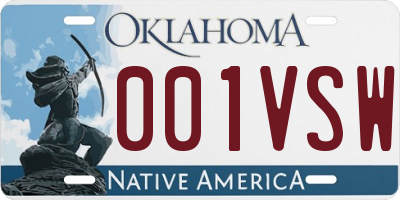 OK license plate 001VSW