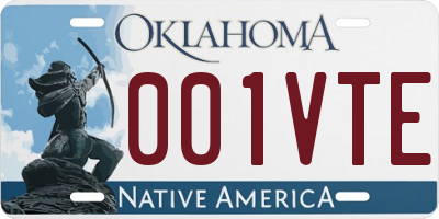 OK license plate 001VTE